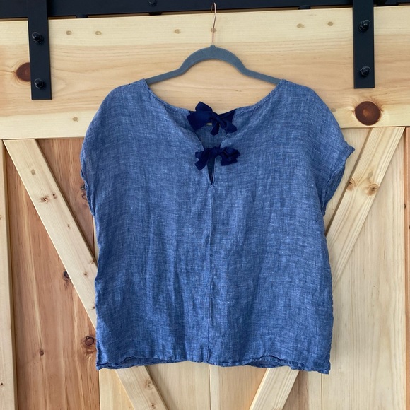 Cynthia Rowley Linen Chambray Top - Picture 2 of 3